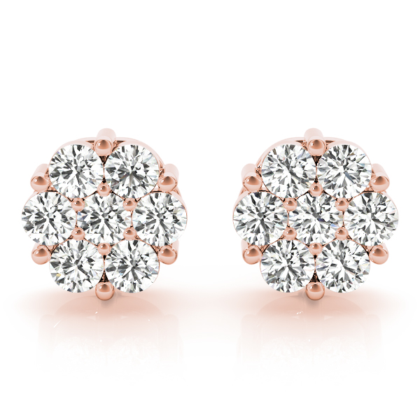 rose gold pave diamond cluster earring studs