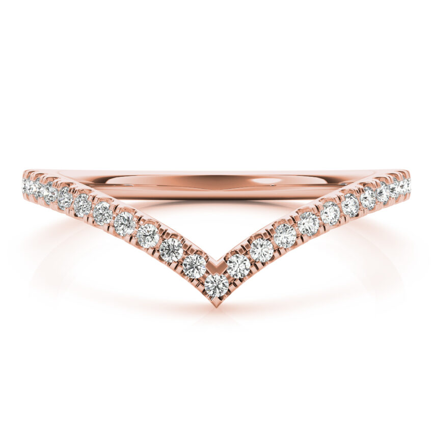 chevron pave diamond band in rose gold