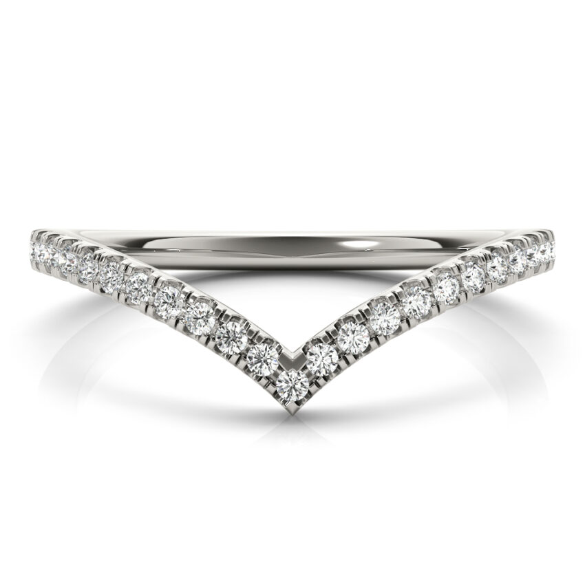 chevron pave diamond band in white gold