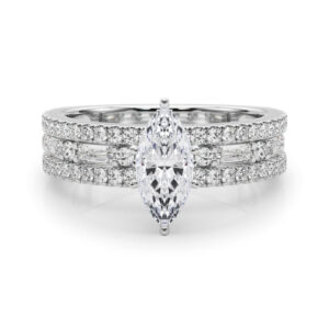 marquise cut diamond triple row engagement ring in platinum