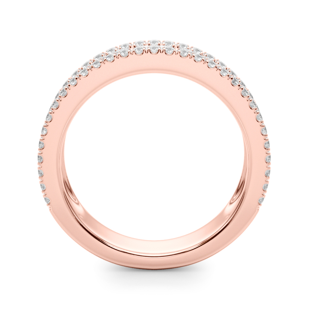 Side view of triple row diamond ring rose gold