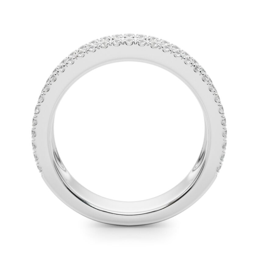 Side view of triple row diamond ring white gold