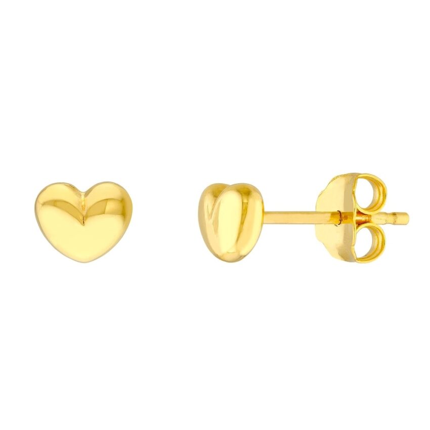 14k gold heart stud earrings