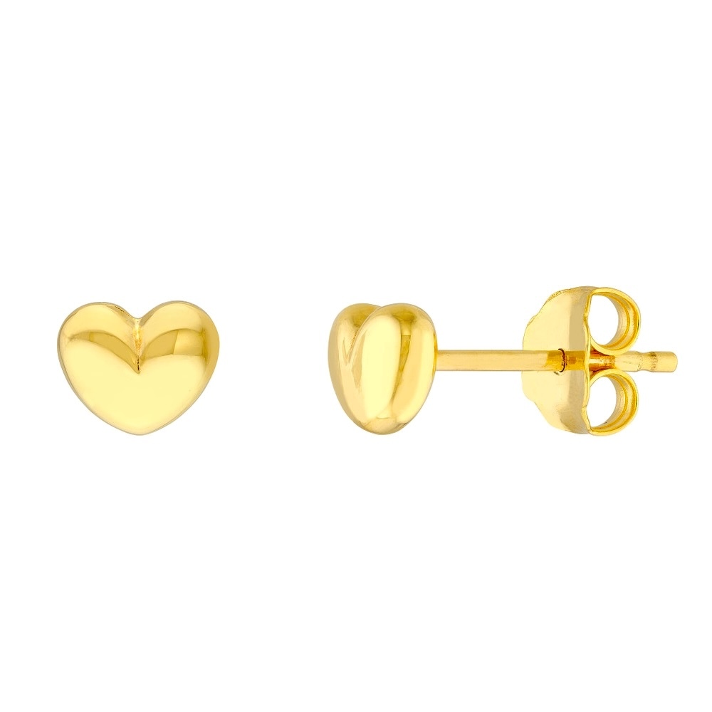 14k gold heart stud earrings
