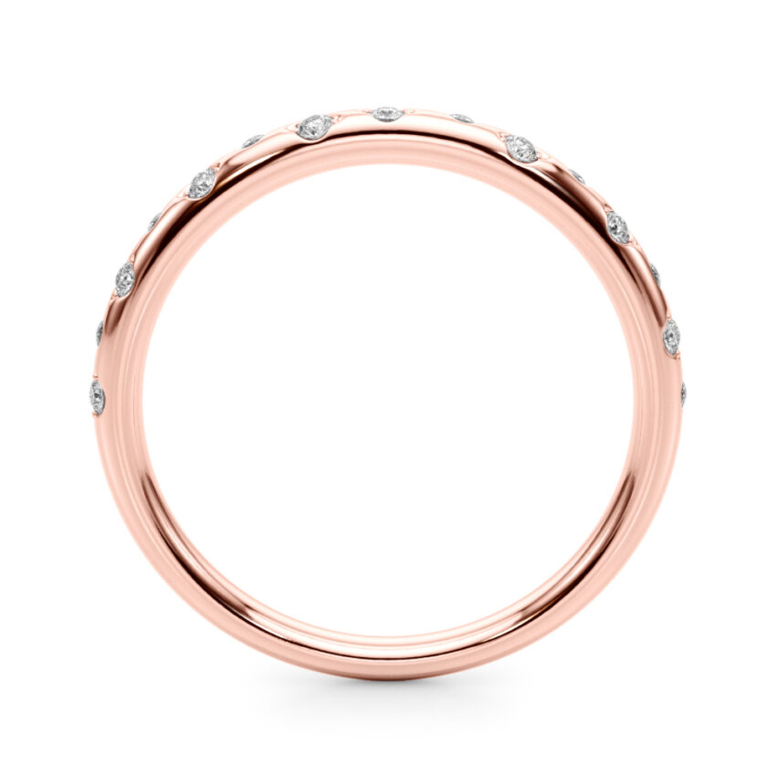burnished diamond ring rose gold side