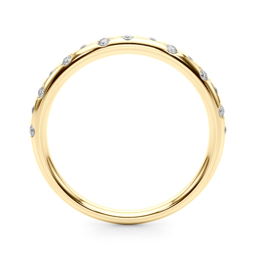 burnished diamond ring yellow gold side