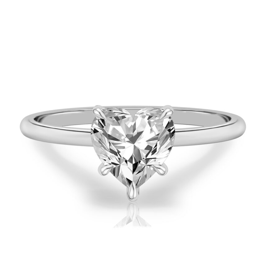 heart shape diamond delicate solitaire engagement ring in palladium