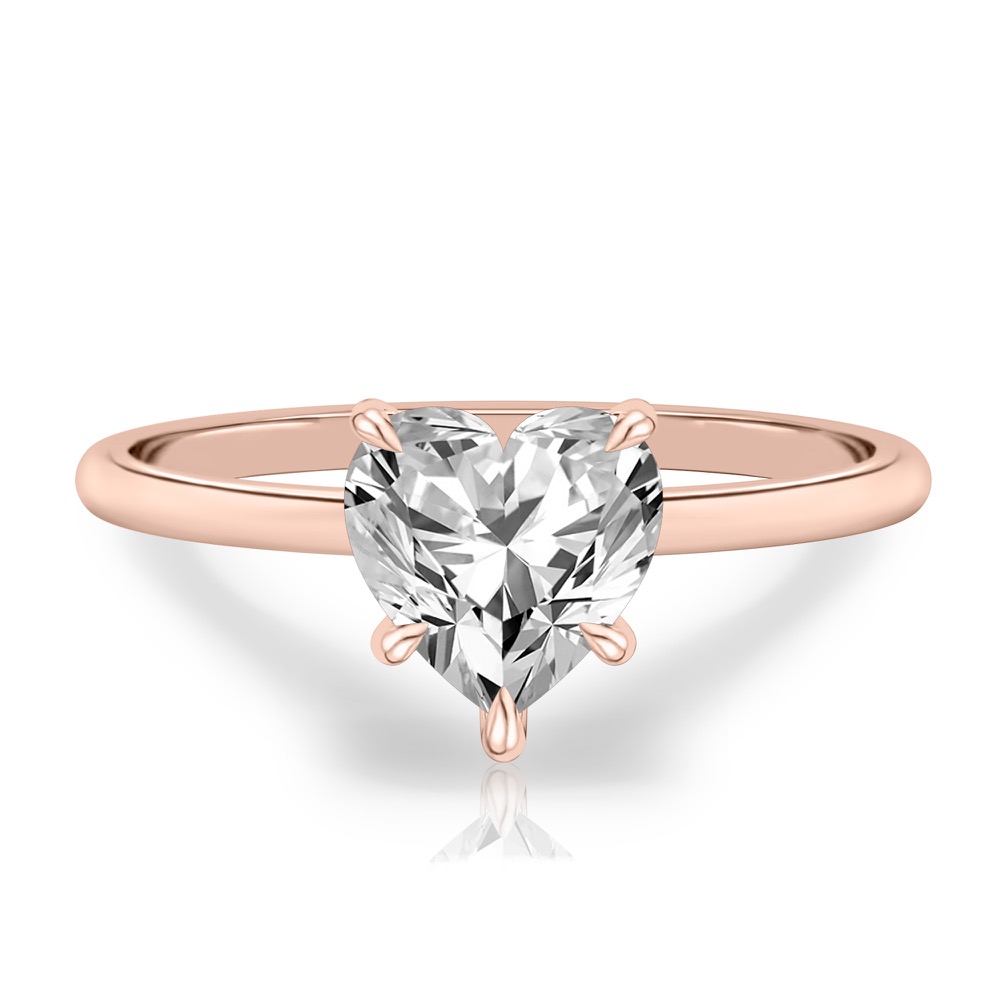 heart shape diamond delicate solitaire engagement ring in rose gold