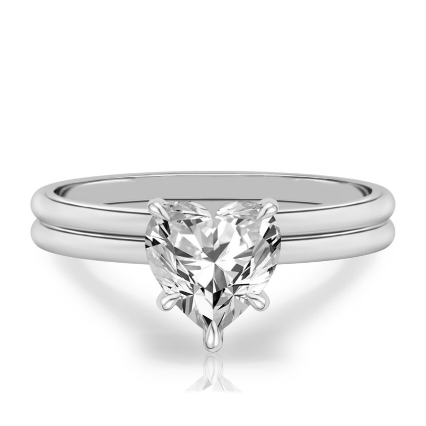 heart shape diamond delicate solitaire engagement ring in set palladium