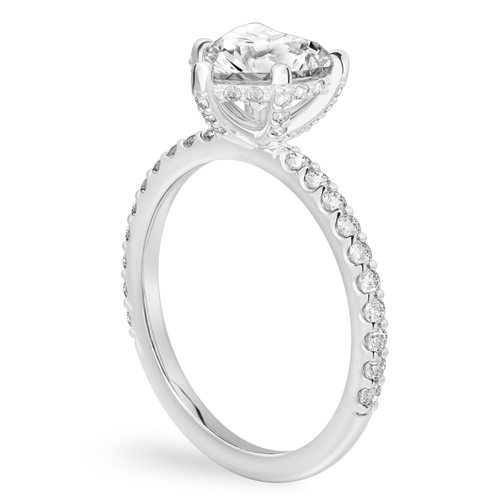 heart shape diamond french cut basket setting platinum angle