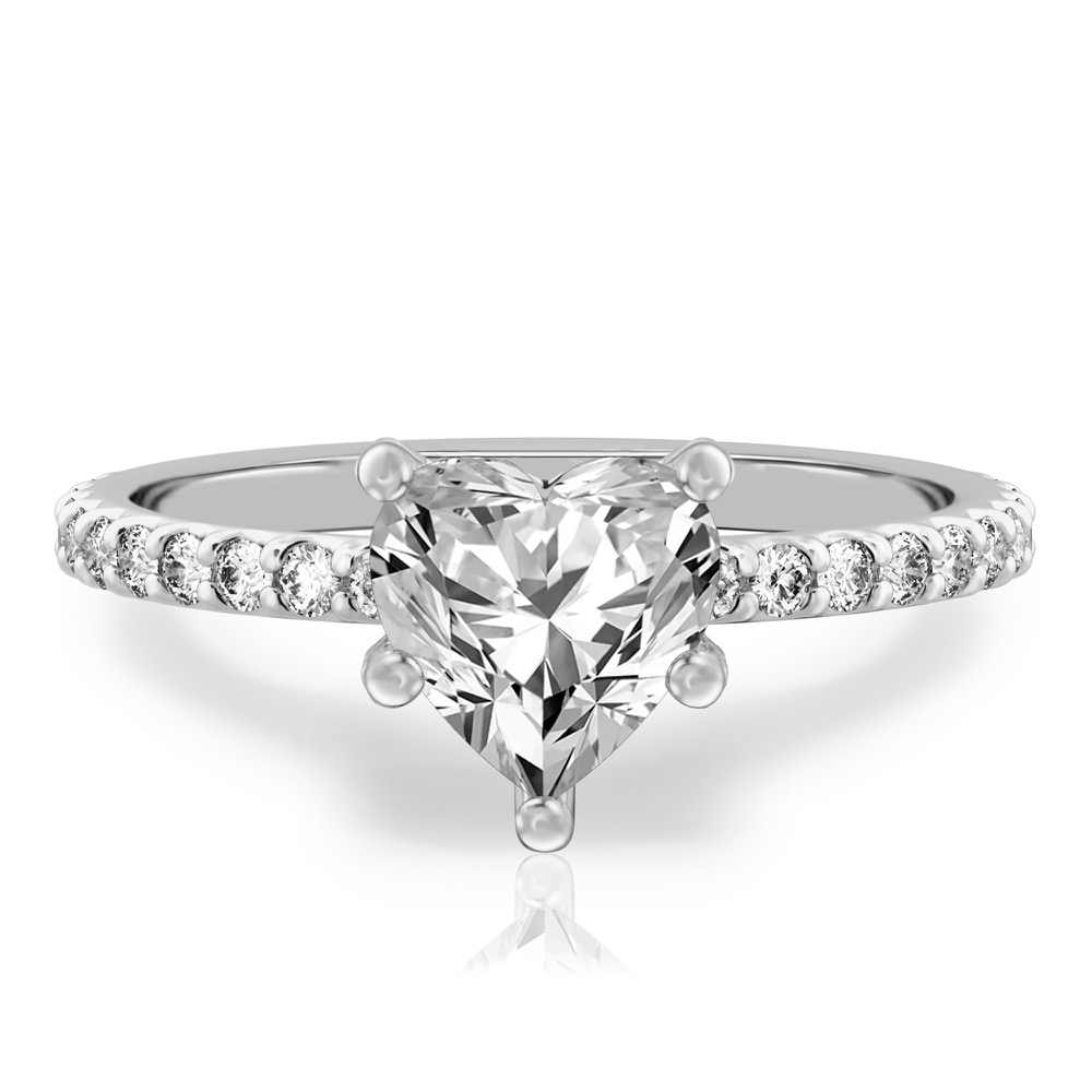 heart shape diamond french cut basket setting platinum