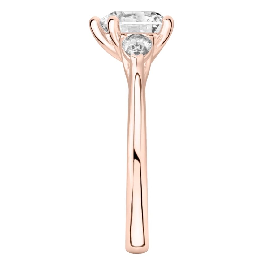 heart shape diamond pear side stone engagement ring rose gold side