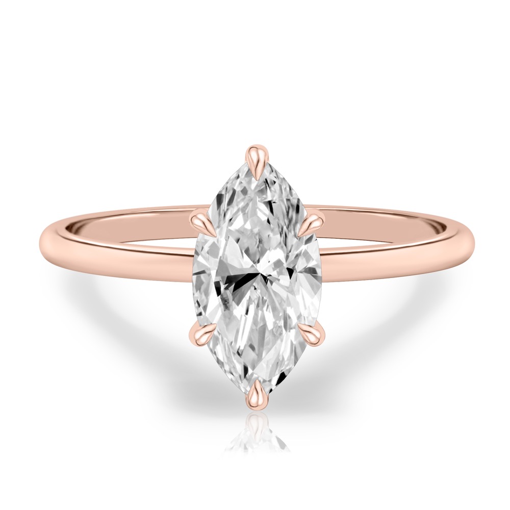 marquise cut diamond delicate solitaire engagement ring in rose gold