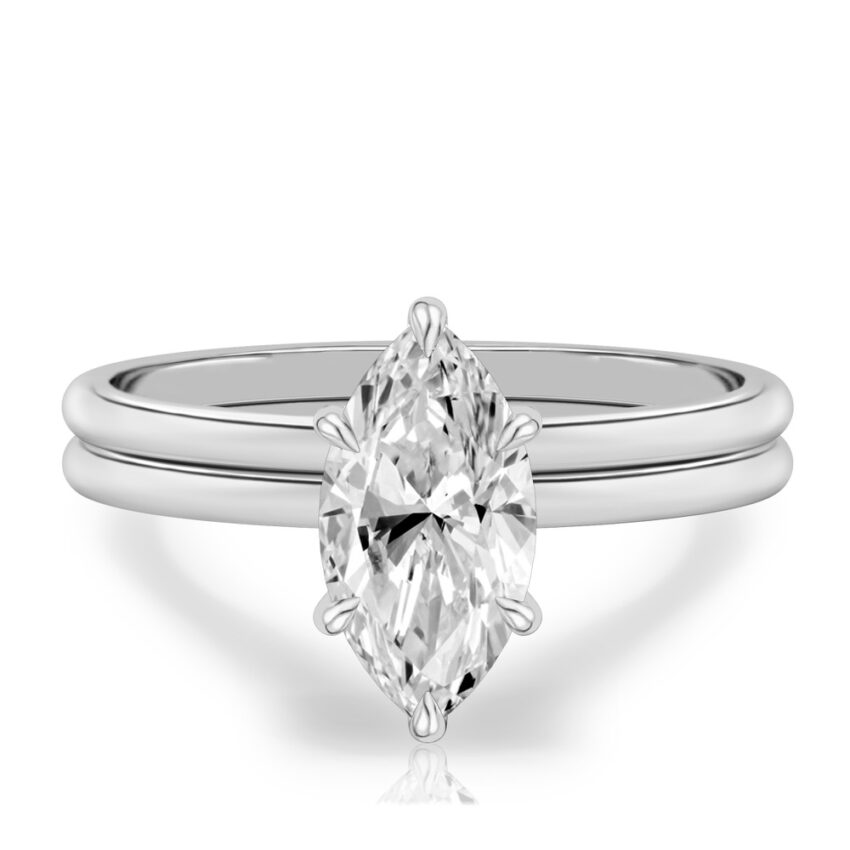 marquise cut diamond delicate solitaire engagement ring in set white gold