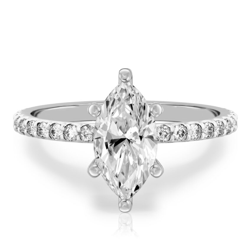marquise cut diamond french cut basket setting palladium