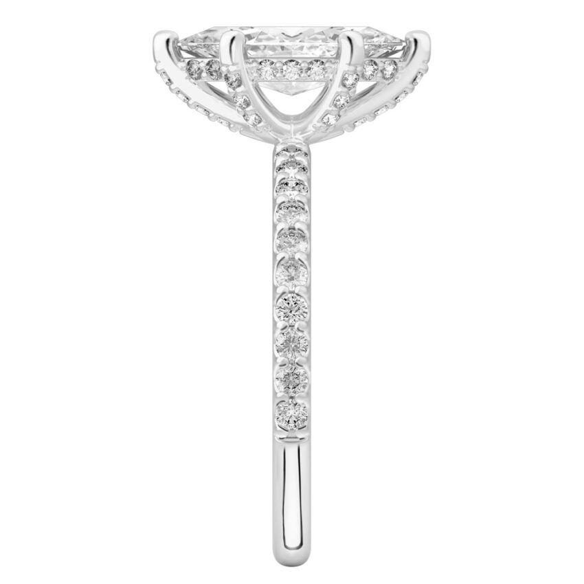 marquise cut diamond french cut basket setting palladium side