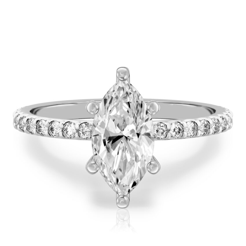 marquise cut diamond french cut basket setting platinum