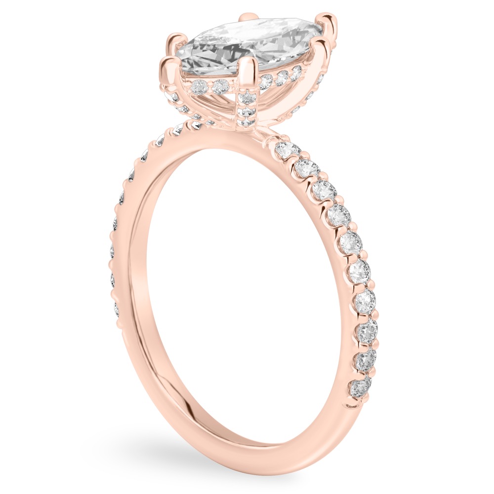 marquise cut diamond french cut basket setting rose gold angle