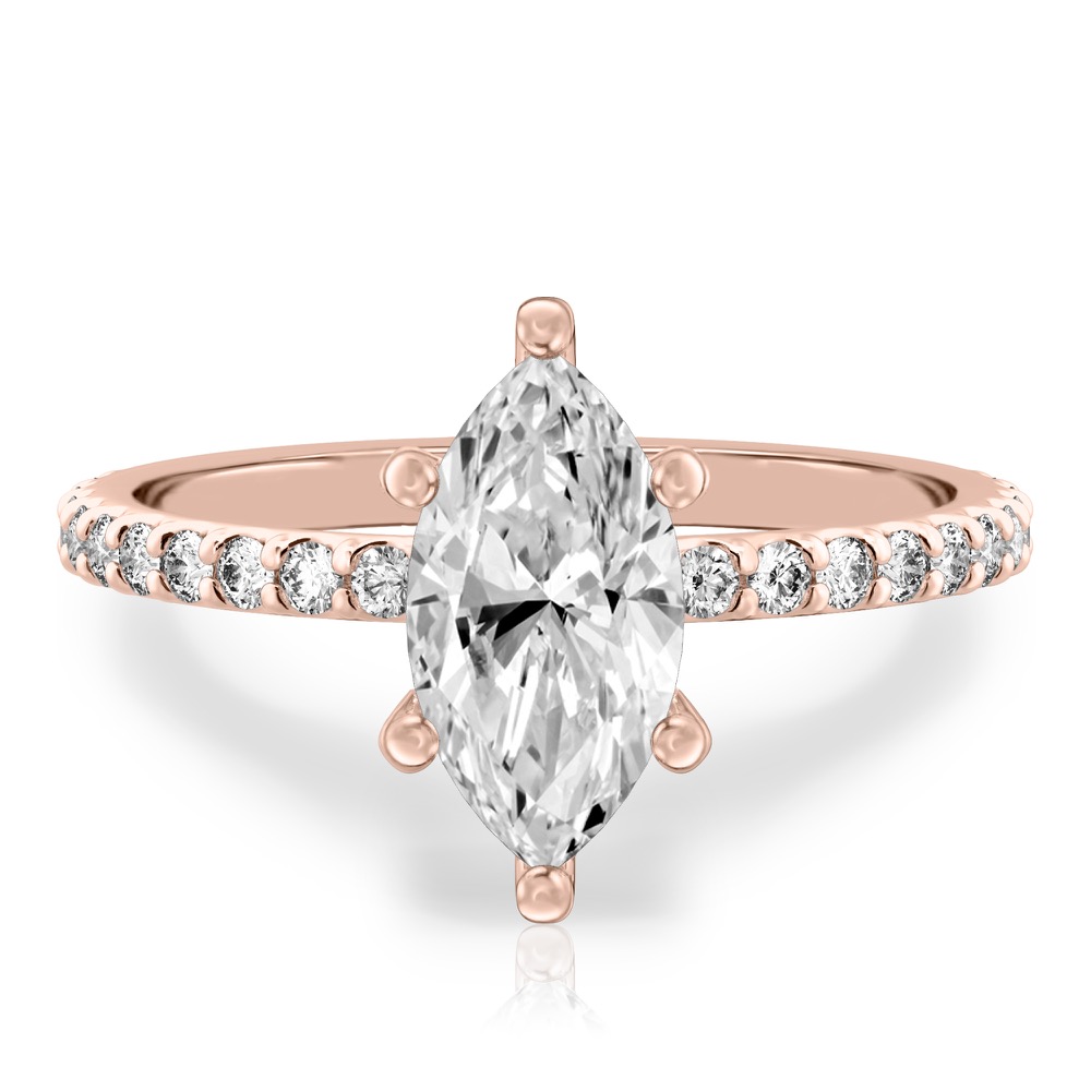 marquise cut diamond french cut basket setting rose gold