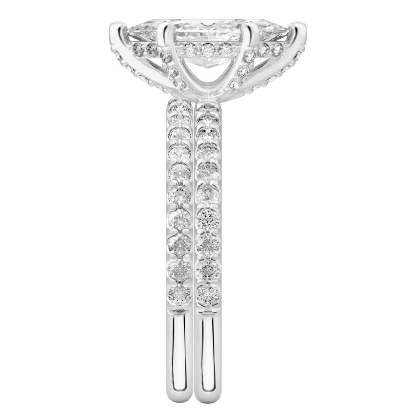 marquise cut diamond french cut basket setting set white gold side