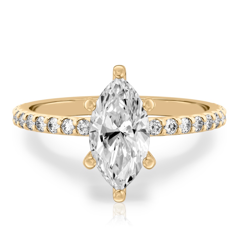 marquise cut diamond french cut basket setting yellow gold