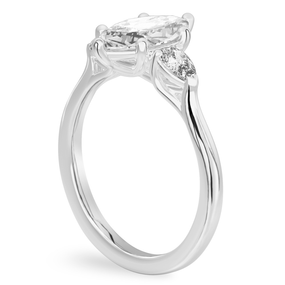 marquise cut diamond pear side stone engagement ring platinum angle