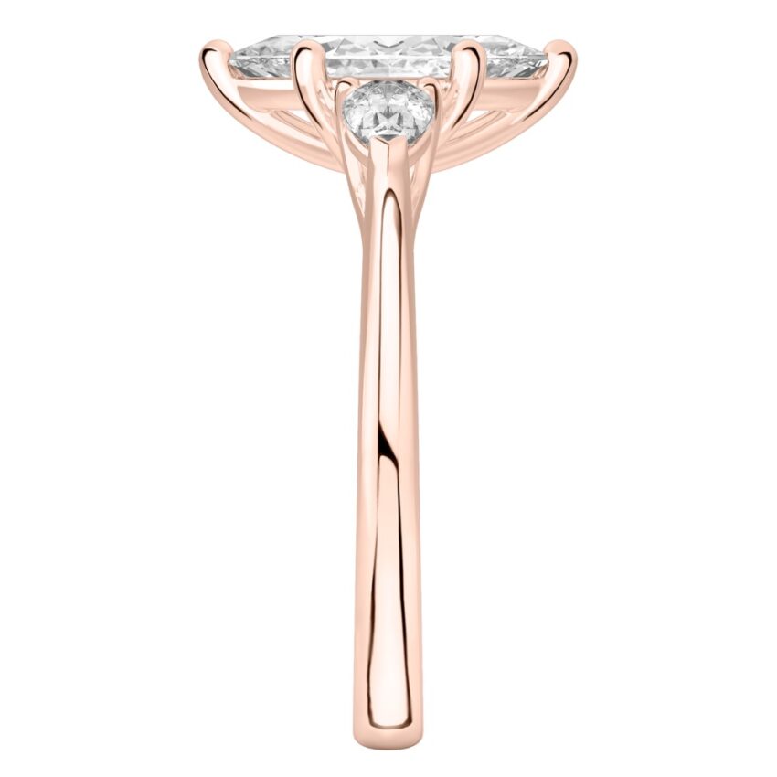 marquise cut diamond pear side stone engagement ring rose gold side