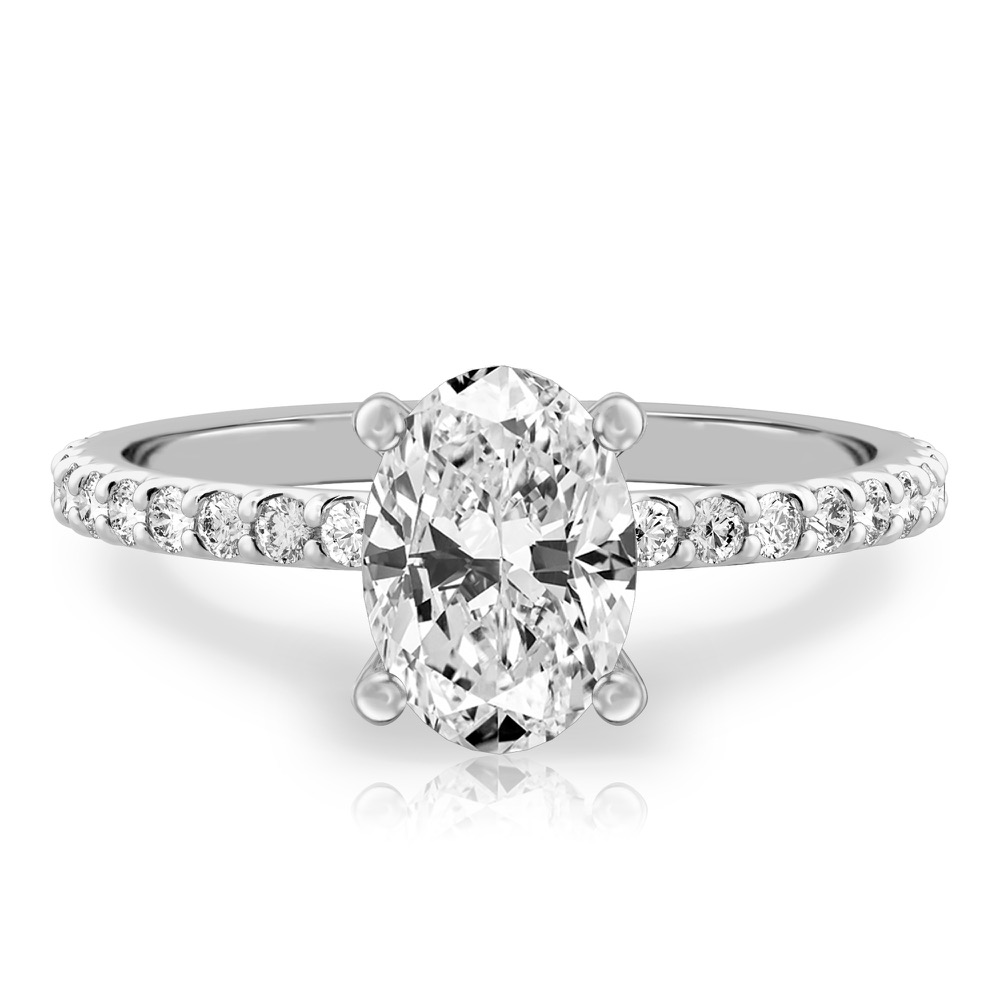 oval shape diamond french cut basket setting platinum