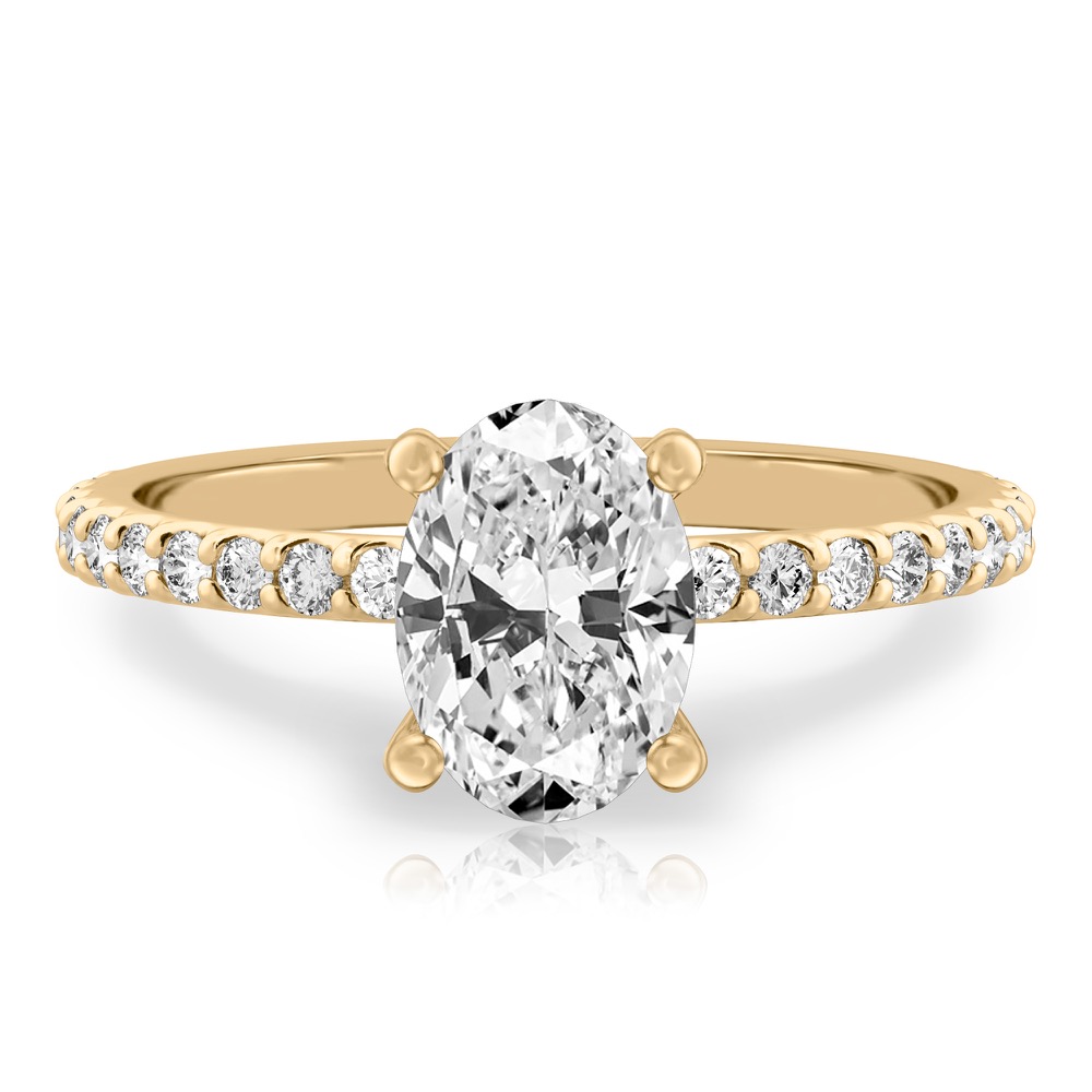 oval shape diamond french cut basket setting yellow gold