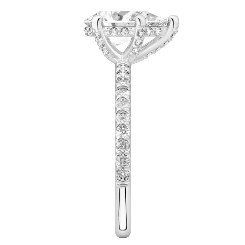 pear shape diamond french cut basket setting platinum side
