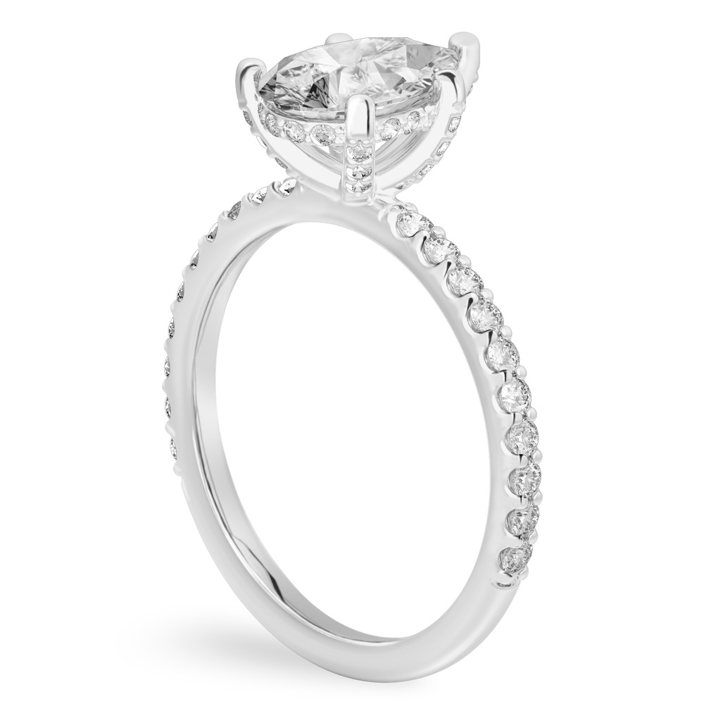 pear shape diamond french cut basket setting white gold angle