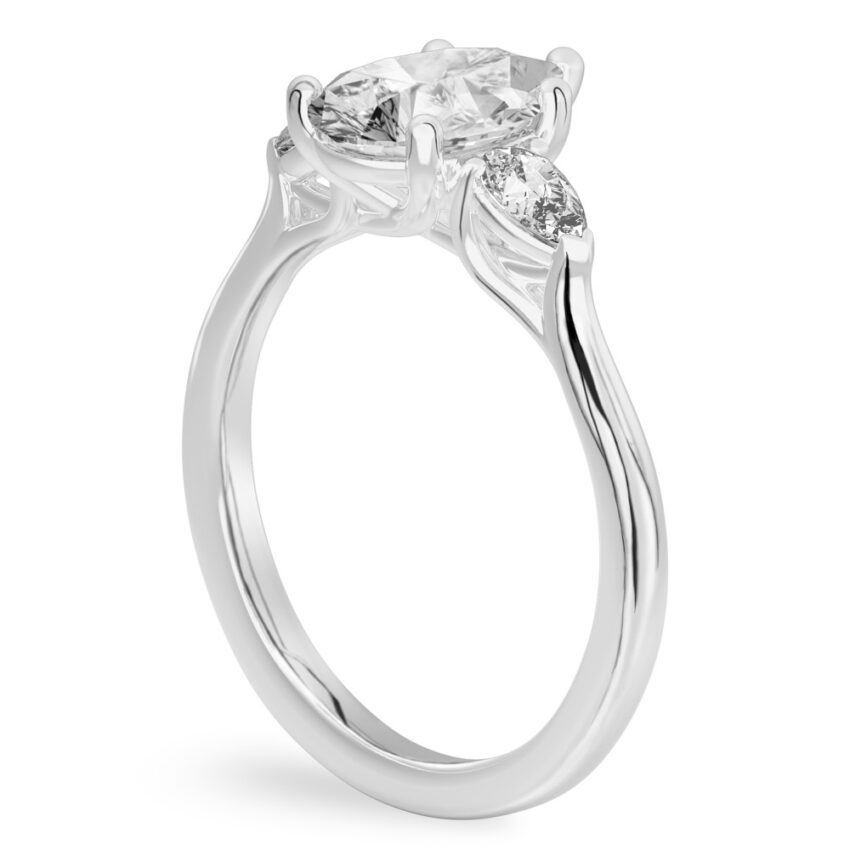 pear shape diamond pear side stone engagement ring palladium angle