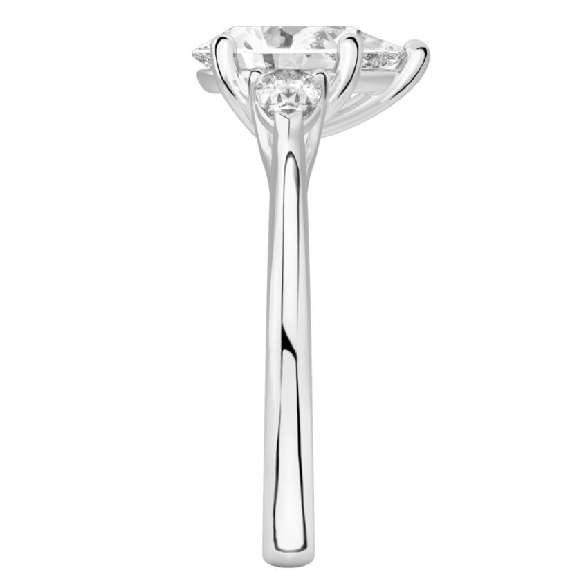 pear shape diamond pear side stone engagement ring palladium side