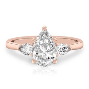 pear shape diamond pear side stone engagement ring rose gold