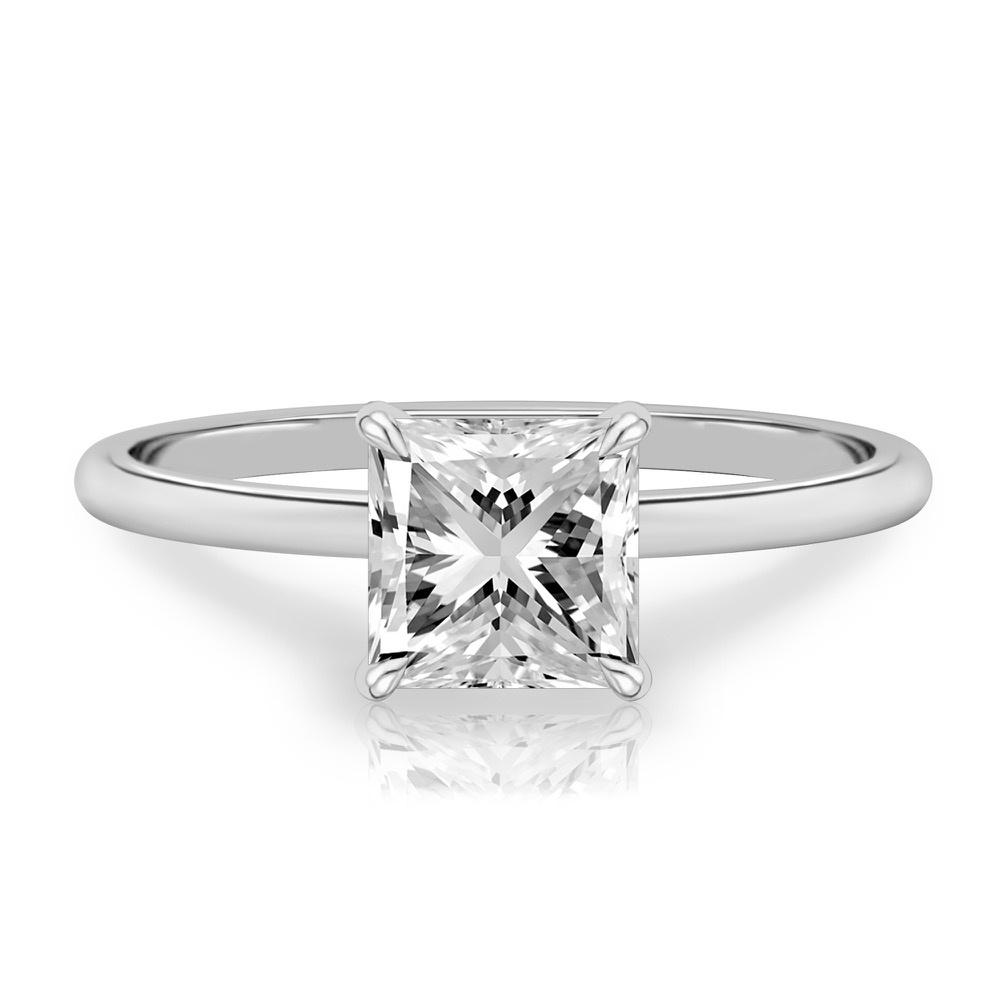 princess cut diamond delicate solitaire engagement ring in platinum