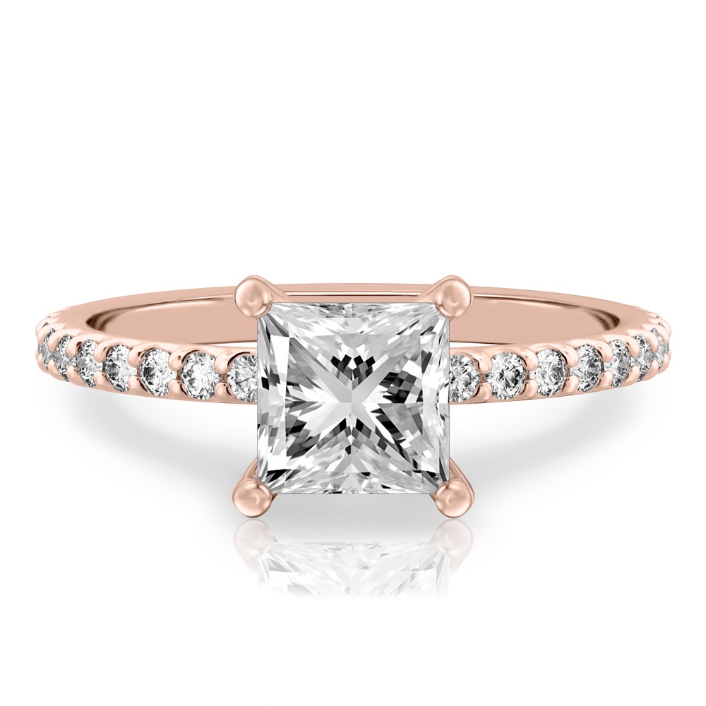 princess cut diamond french cut basket setting rose gold