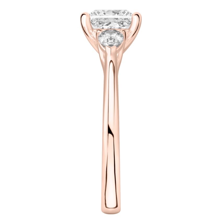 princess cut diamond pear side stone engagement ring rose gold Side
