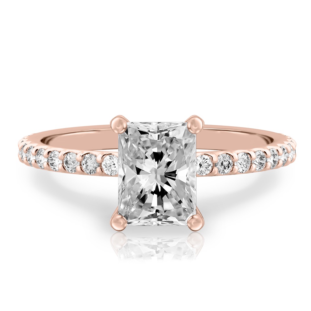 radiant cut diamond french cut basket setting rose gold copy