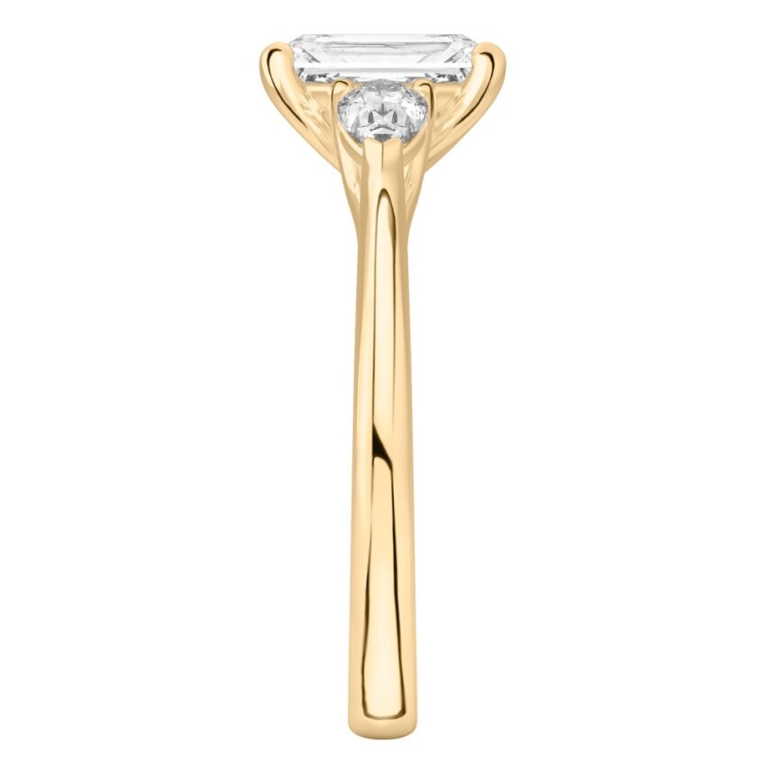 radiant cut diamond pear side stone engagement ring yellow gold Side