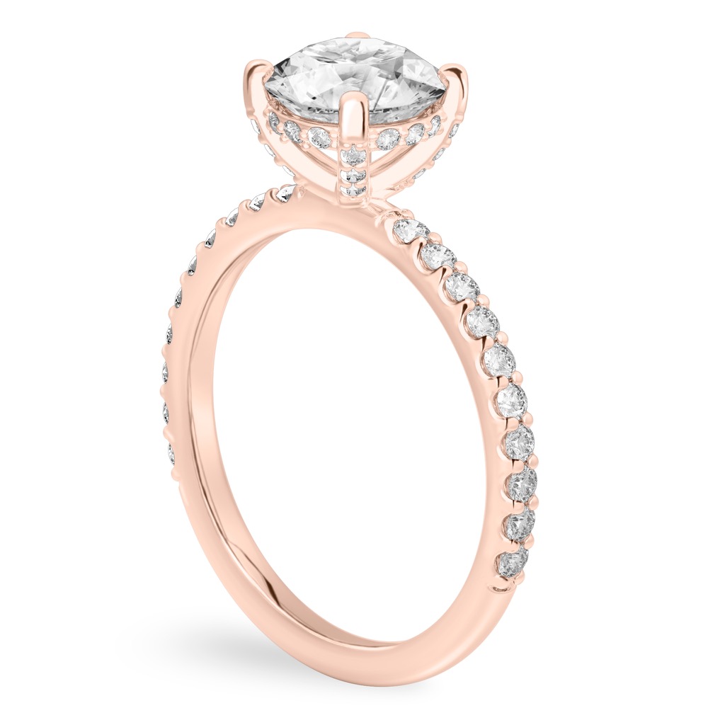 round cut diamond french cut basket setting rose gold angle