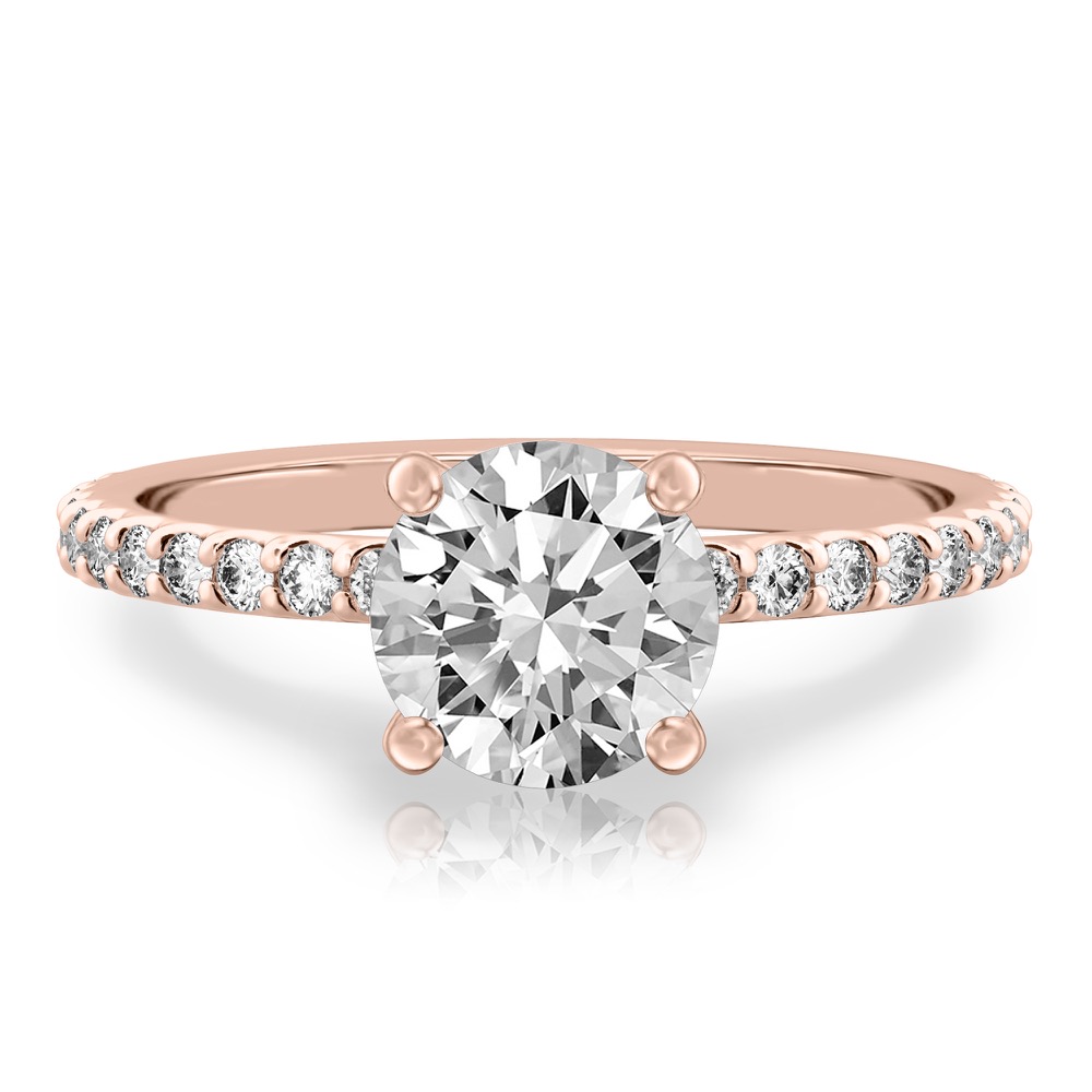 round cut diamond french cut basket setting rose gold