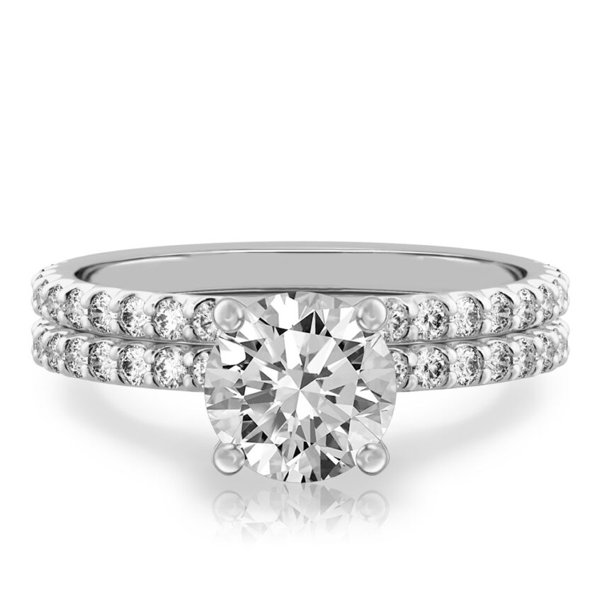 round cut diamond french cut basket setting set platinum