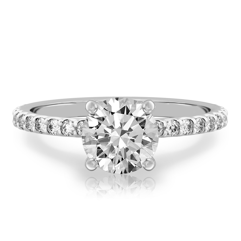 round cut diamond french cut basket setting white gold