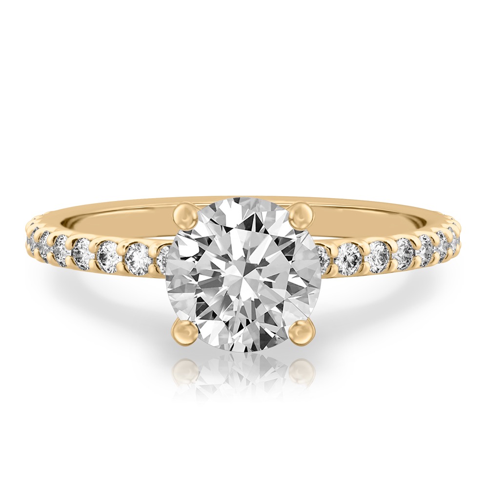 round cut diamond french cut basket setting yellow gold