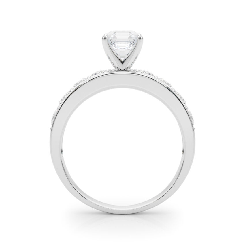 asscher cut diamond channel setting engagement ring palladium side