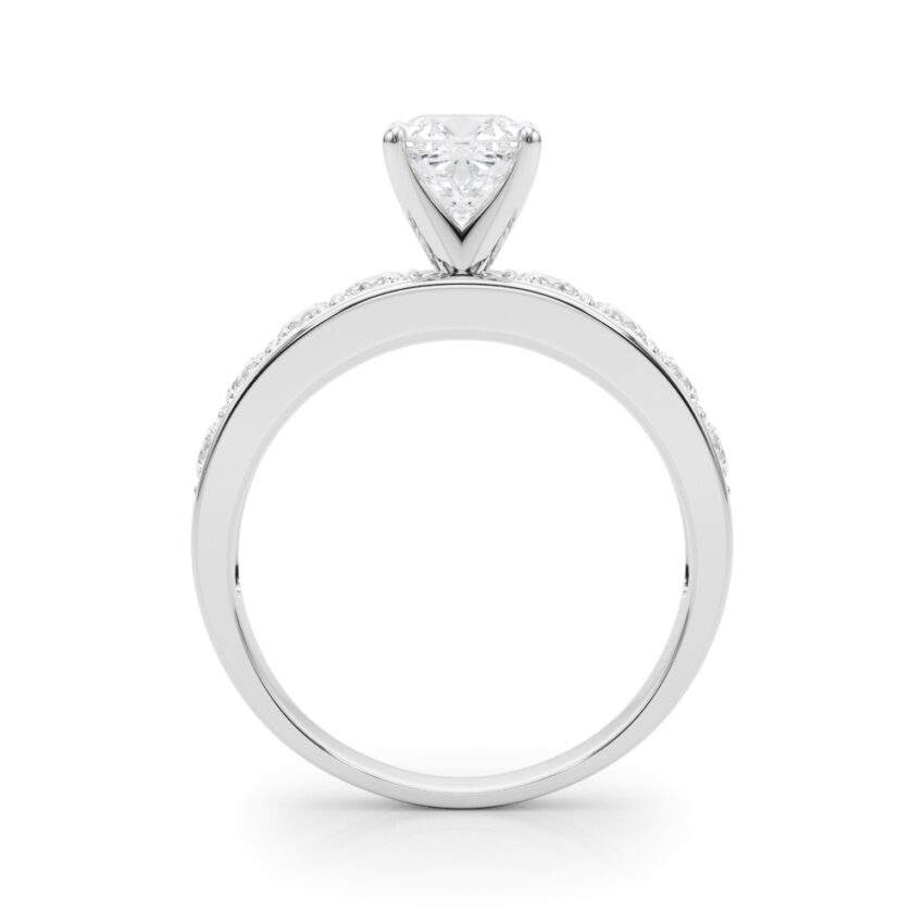 cushion cut diamond channel setting engagement ring palladium side