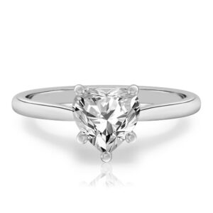 heart shape diamond cathedral solitaire engagement ring in platinum