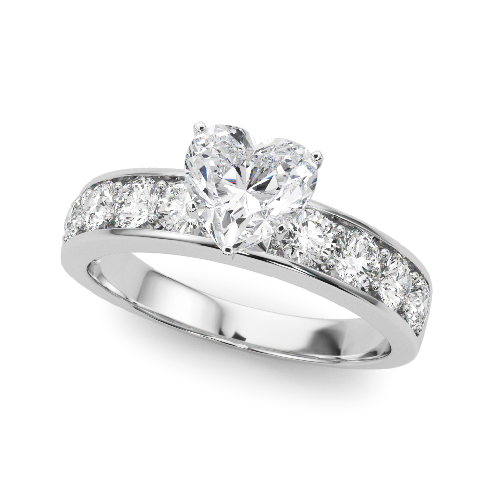 heart shape diamond channel setting engagement ring platinum angle