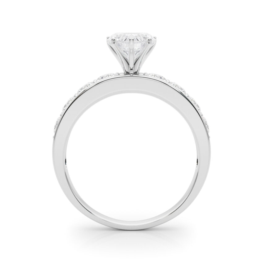 heart shape diamond channel setting engagement ring platinum side
