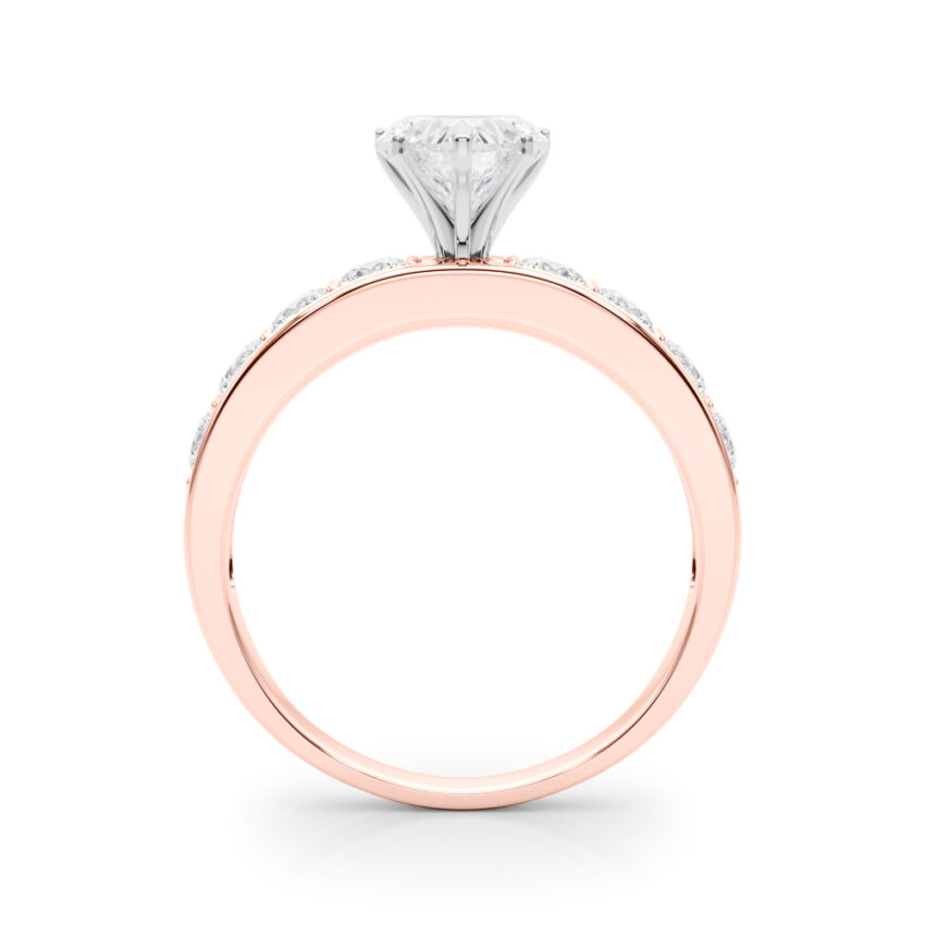 heart shape diamond channel setting engagement ring rose gold side